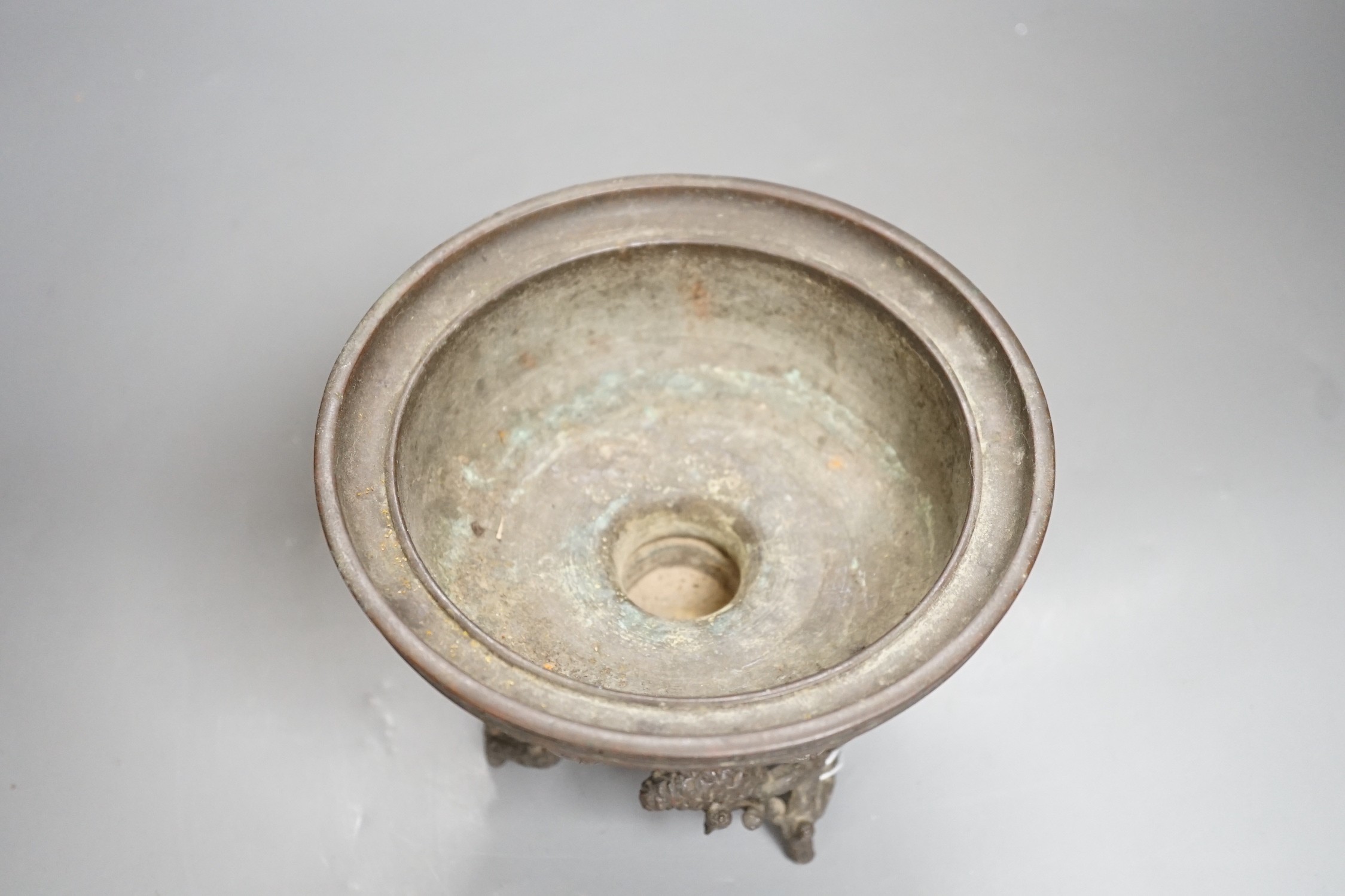 A Japanese Meiji period bronze censer Height 14cm width 17cm